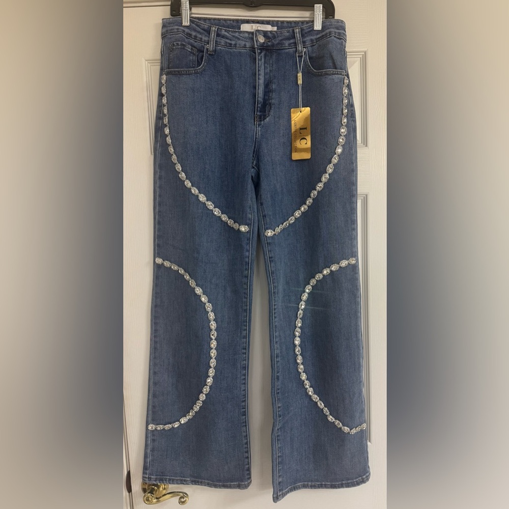 Stylish Blue Women's Jeans with Embellishments